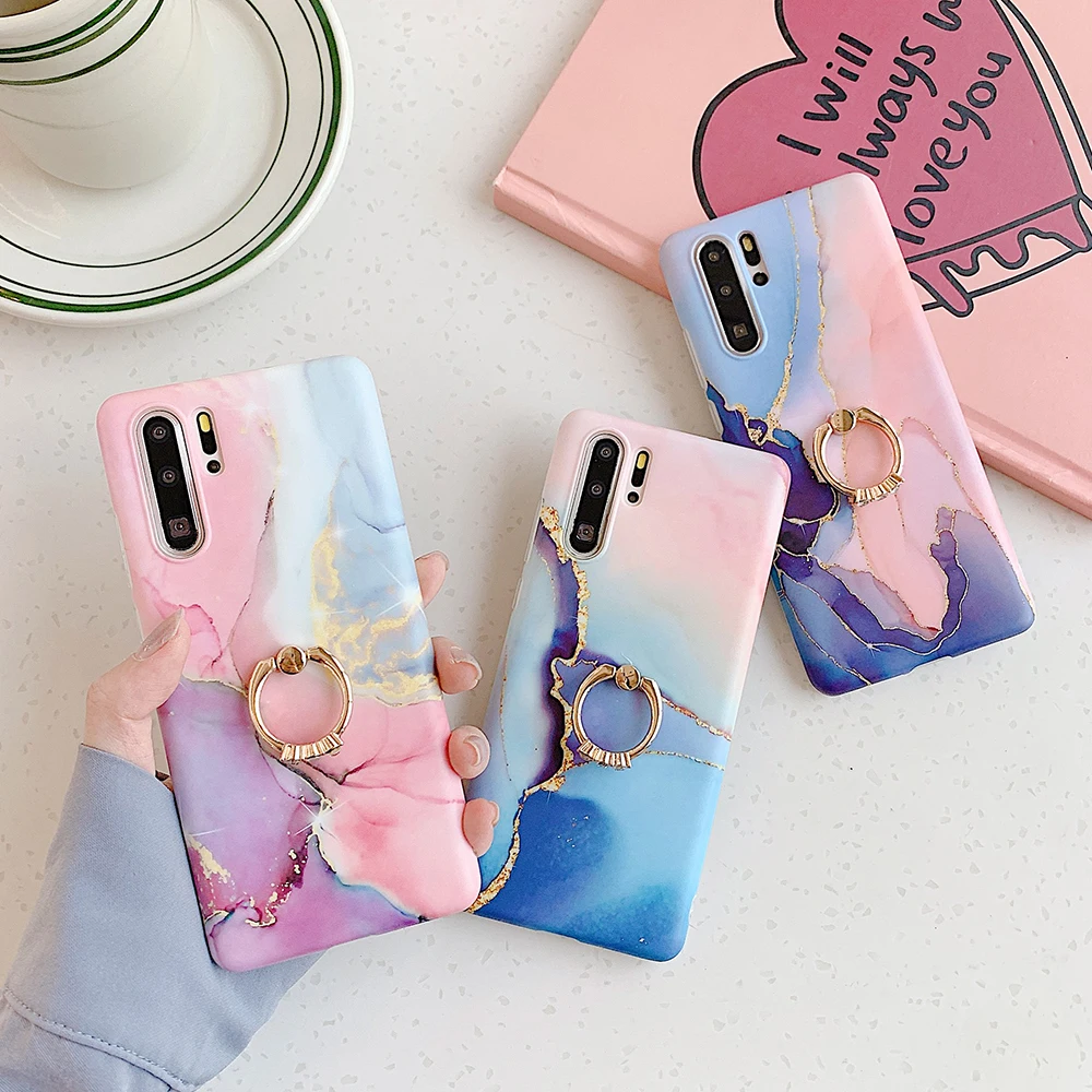 

Винтажный Классический Мраморный чехол LOVECOM для телефона Huawei P40 Pro P30 P20 Lite Pro Mate 30 20 Pro с кольцом на палец, мягкая задняя крышка