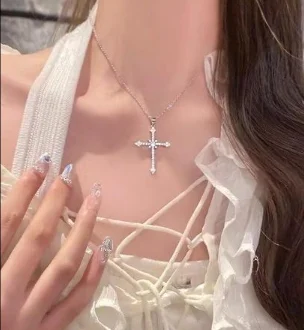 MOONBIFFY подвеска розовый фиолетовый циркон крест для женщин