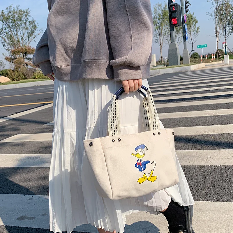 Disney Mickey Mouse Girl Handbag Children's Cartoon Donald Duck Print Cute Shoulder Bag Anime Satchel