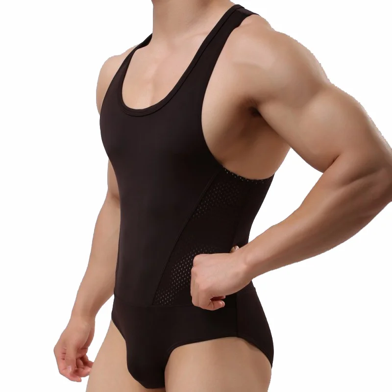 YUFEIDA Leotard Singlet Bodysuits Men High Elasticity One-piece Shapers Men's Slim Corrective Body Building Jumpsuits Undershirt
