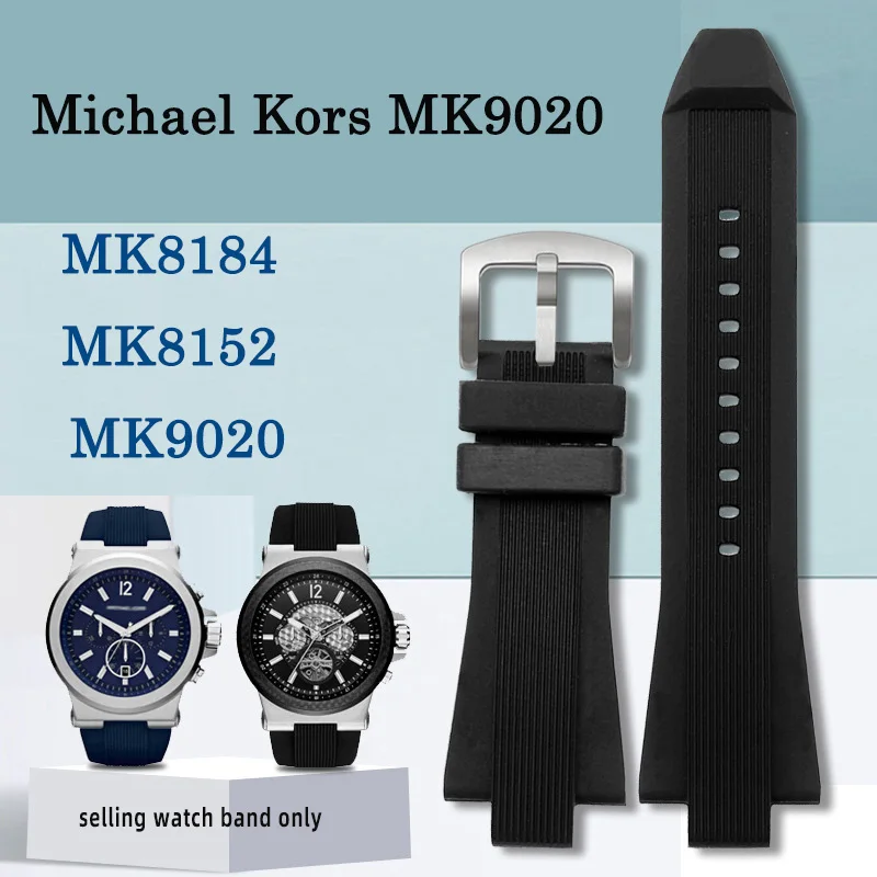 Rubber Watchband Convex Silicone 29*13mm Mens Strap Black Blue For MK Series MK8184 MK8152 MK9020 MK8730 MK8761 8295 8296 8445