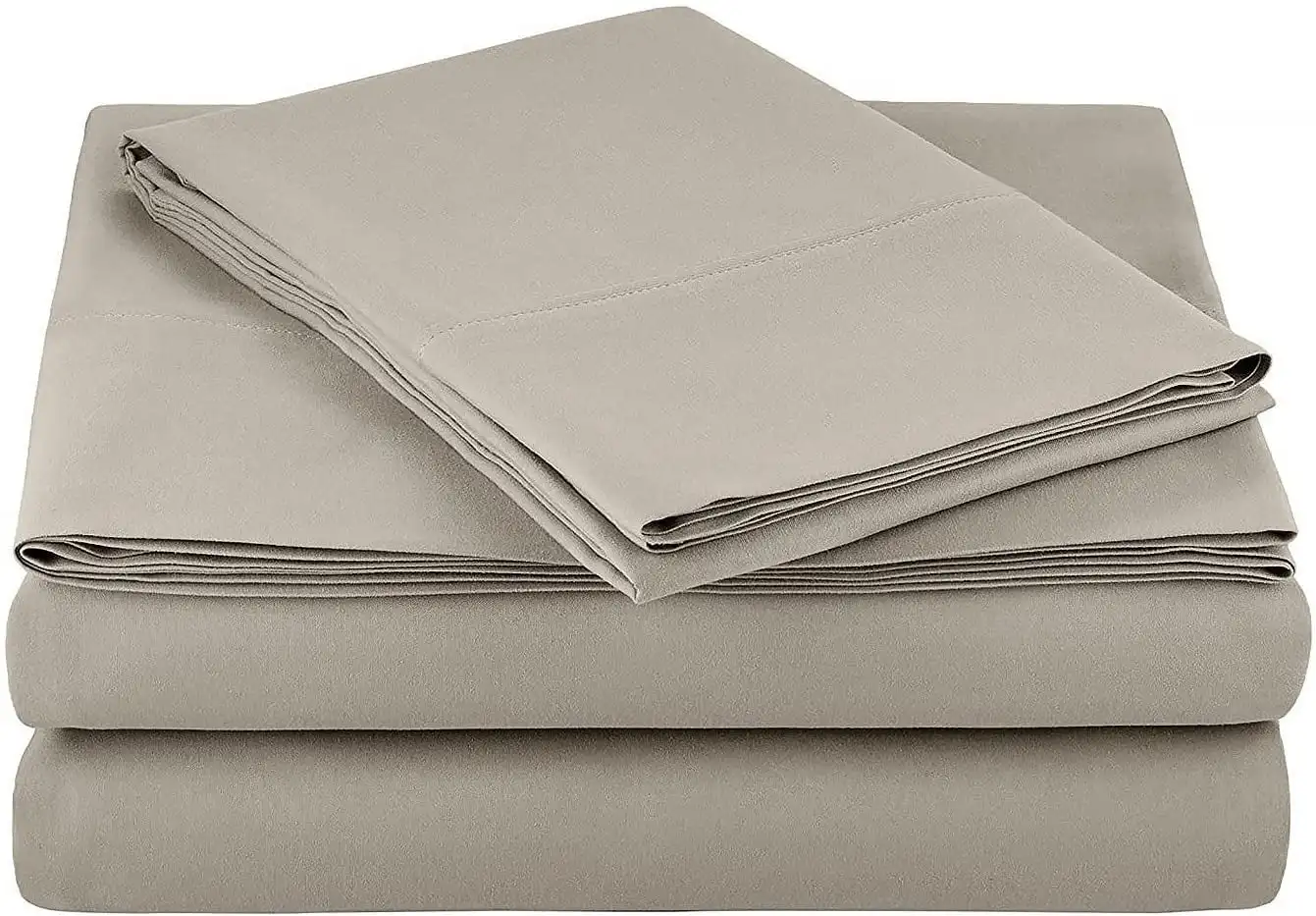 

4 Pieces Microfiber Flannel Sheet Set, King Size Linen Color Bedding Set