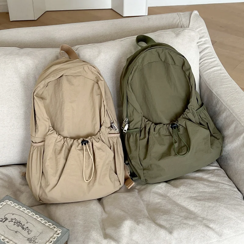 

Women's Bag Youth Zipper Backpack Bag Middle Backpack Korean Preppy Style Ladies Shoulder Bag Casual Nylon Backbag