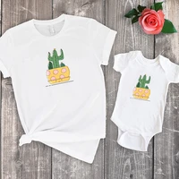 cactus print shirt mom and daughter matching clothes flower family clothing pattern big sister fashion 2022 family look