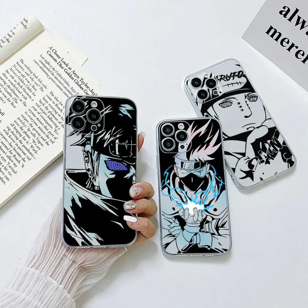 

Anime Narutoes Sasukes Kakashies Phone Case For iphone 14 13 12 11 XS Pro Max Mini X XR 6 6S 7 8 Plus SE 2020 Soft Transparent