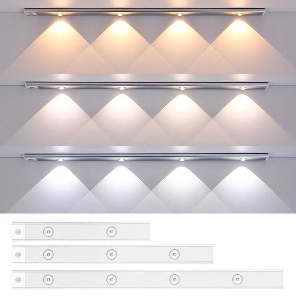 

Ultra thin LED Light 20/30/40/60CM Cabinet Lamp PIR Motion Sensor Wireless USB Rechargeable Night light Cabinet Kitchen Lighting