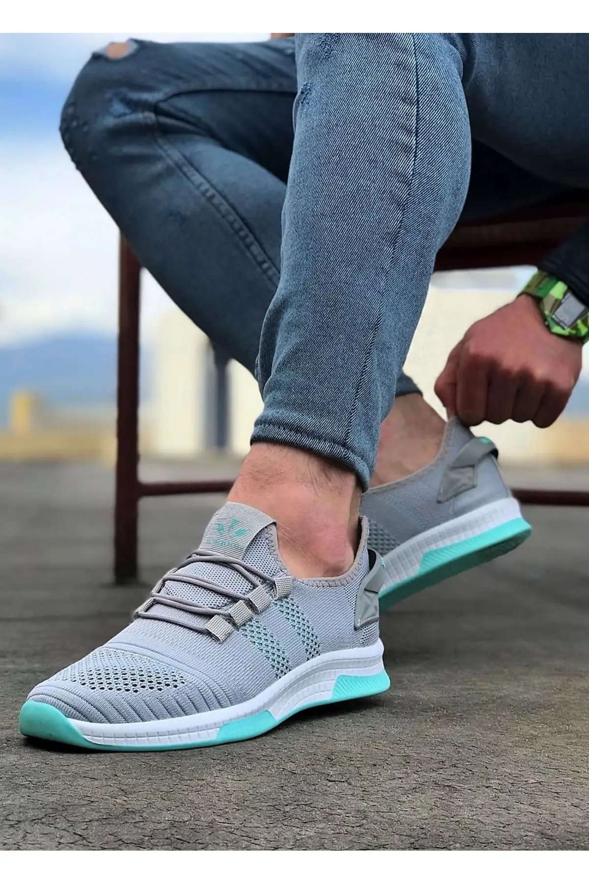 

BOA Male Sport Shoes Gray Green Laced Everyday Social Original Design Brand Young Style Linen Casual Fashion Spring Summer Fall WG101