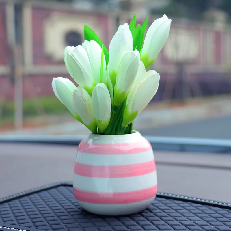 

Creative Car Simulation Potted Plants Ornaments Rose Flower Lavender Carnation Auto Interior Decoration Accessories Car Perfume