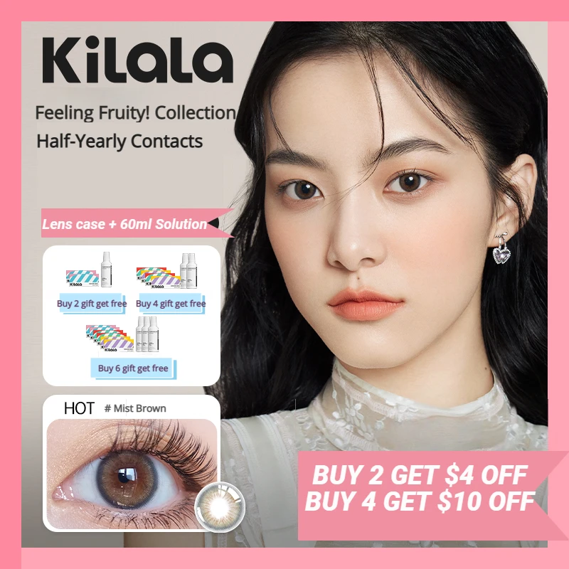 

KILALA Natural Color Contact Lenses Half-Yearly Lens Lenses for Vision Diopter Correction With Degree0 to -10 1 Pair/2PCS