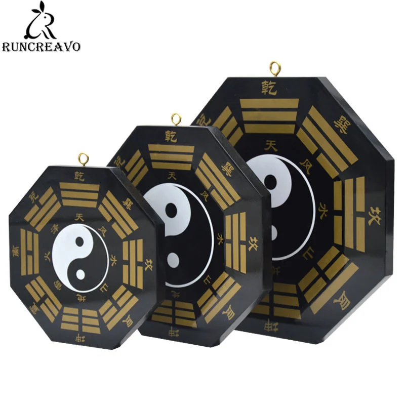 

Peach Wood Black Gold Yin and Yang Bagua Mirror Tai Chi Ba Gua Mirror Bagua Mirror Home Office Decorative Crafts Pendan