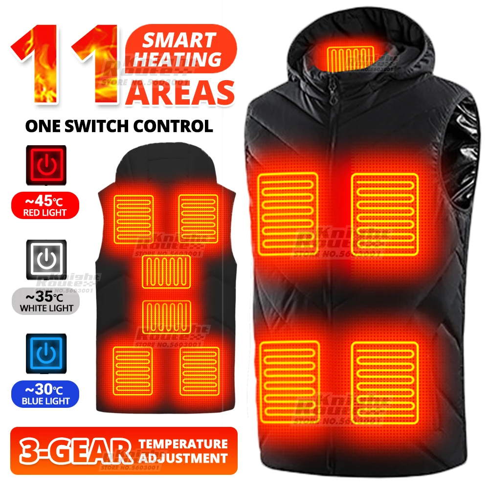 

11 Areas Winter Heating Jackets USB Heated Vest Moto Motorbike Self Heating Vest Motorcycle Jacket Thermal Hiking Clothing Men
