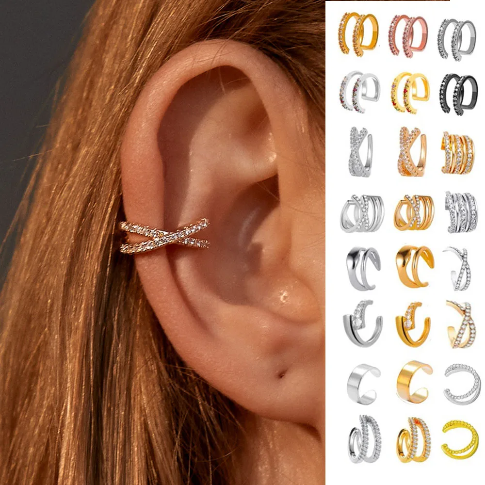 Punk Ear Clip Earrings For Women Jewelry Ear Cuffs Without Hole Fake Piercing Earring Earcuff C-shape Clip On Earrings Brincos