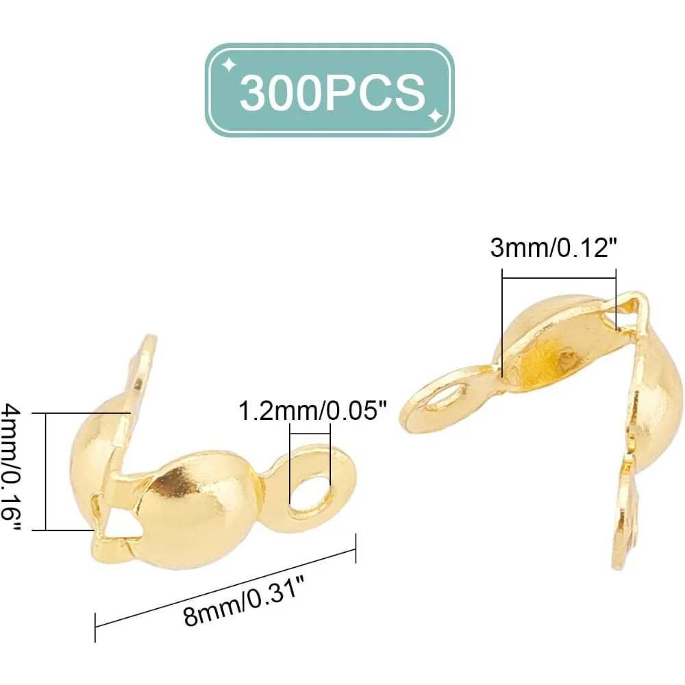 300 шт. наконечники для золотых бусин из нержавеющей стали 304 раскладной узел