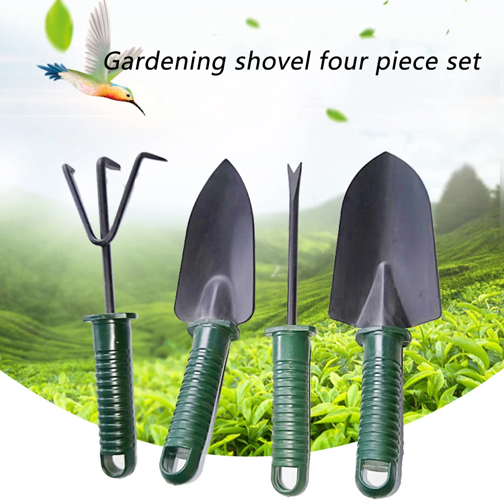 

4pcs Mini Garden Shovel Rake Spade Erramientas Bonsai Tool Set Flower Potted Plant Wooden Handle Garden Drill Fertilize Tool Set