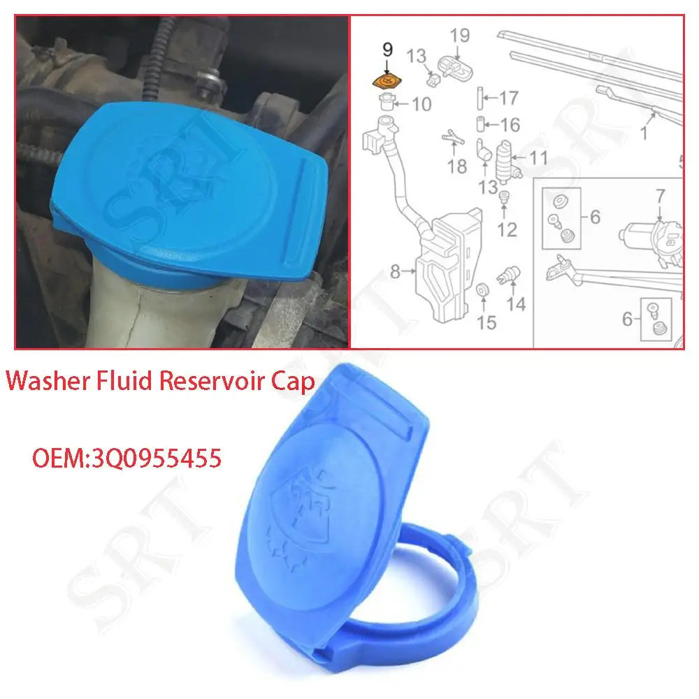 3q0955455 For Porsche Cayenne 92a Macan 95b 2014-2018 Car Windshield Wiper Washer Fluid Reservoir Tank Bottle Pot Cap