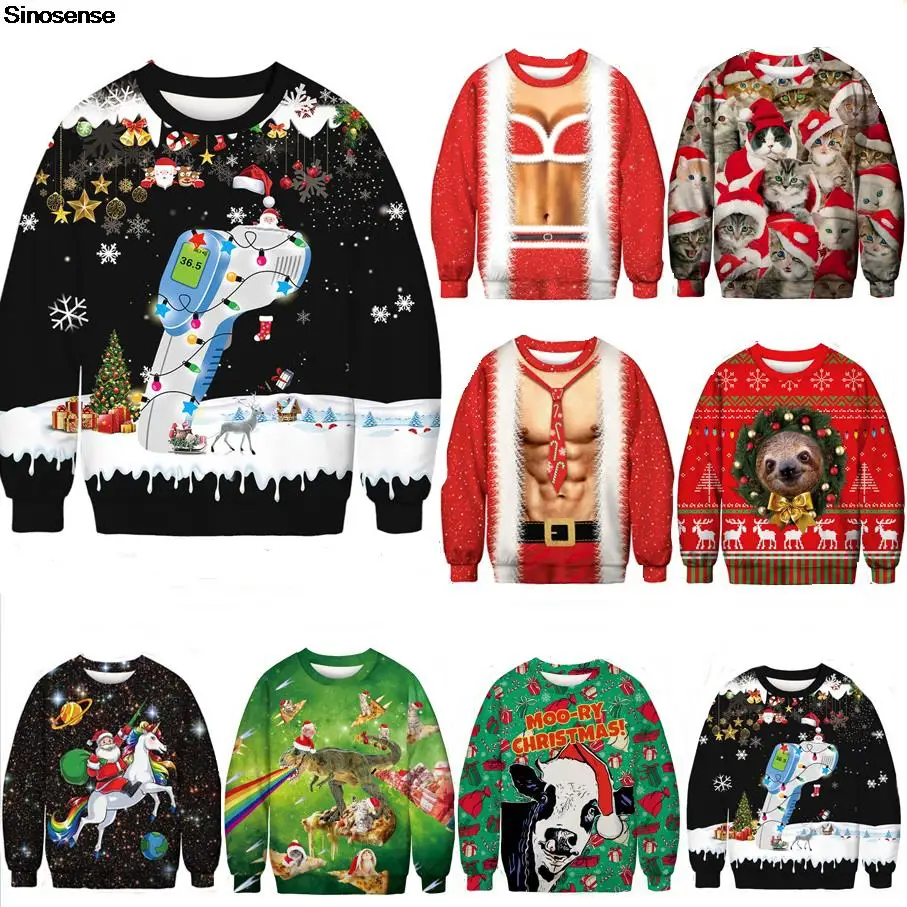 

Unisex Ugly Christmas Sweater 3D Funny Christmas Jumpers Tops Men Women Autumn Winter Holiday Vocation Xmas Hoodie Sweatshirt