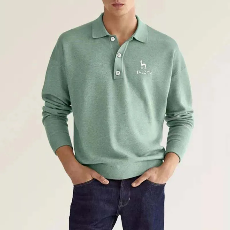 Men's Golf Clothing HAZZYS Polo Men Spring Autumn Shirt Solid Color Long Sleeve Casual Business Sports 2023