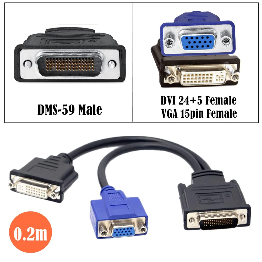 

DVI 59 Pins Male to 2 VGA Female Adapter Splitter Cable for High End Video Card，0.2m