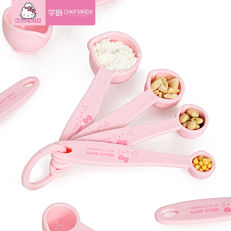 Sanriod Anime Hobby Kitty Double Scale Spoon Baking Measuring Spoon Pp Plastic Gram Measuring Spoon 4 Sets of Baking Tools