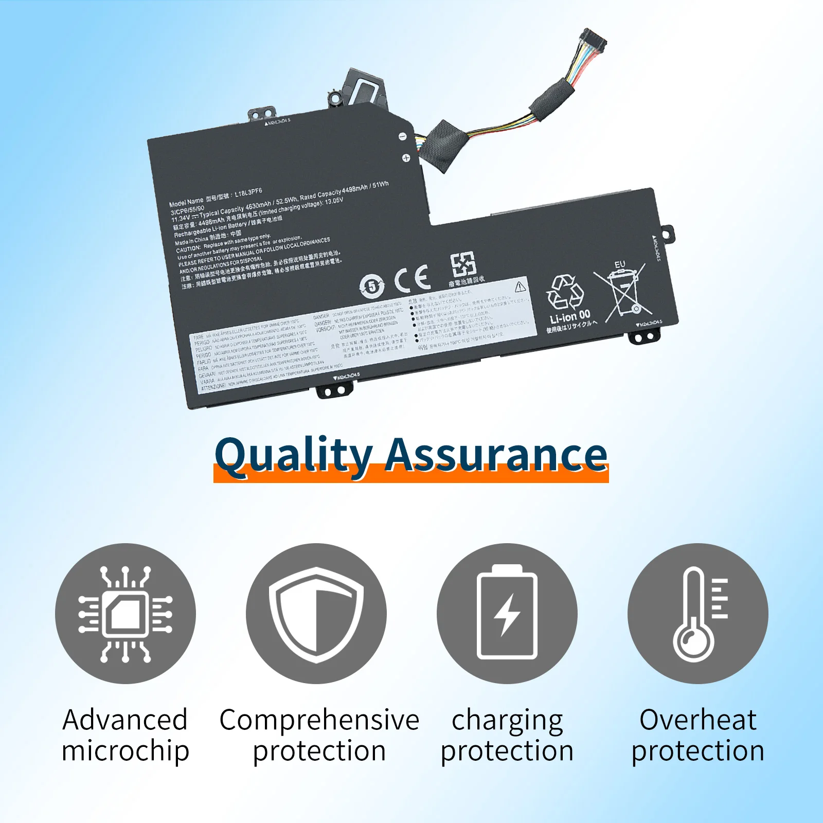 Аккумулятор BVBH L18L3PF6 L18M3PF9 51Wh для ноутбука Lenovo Ideapad