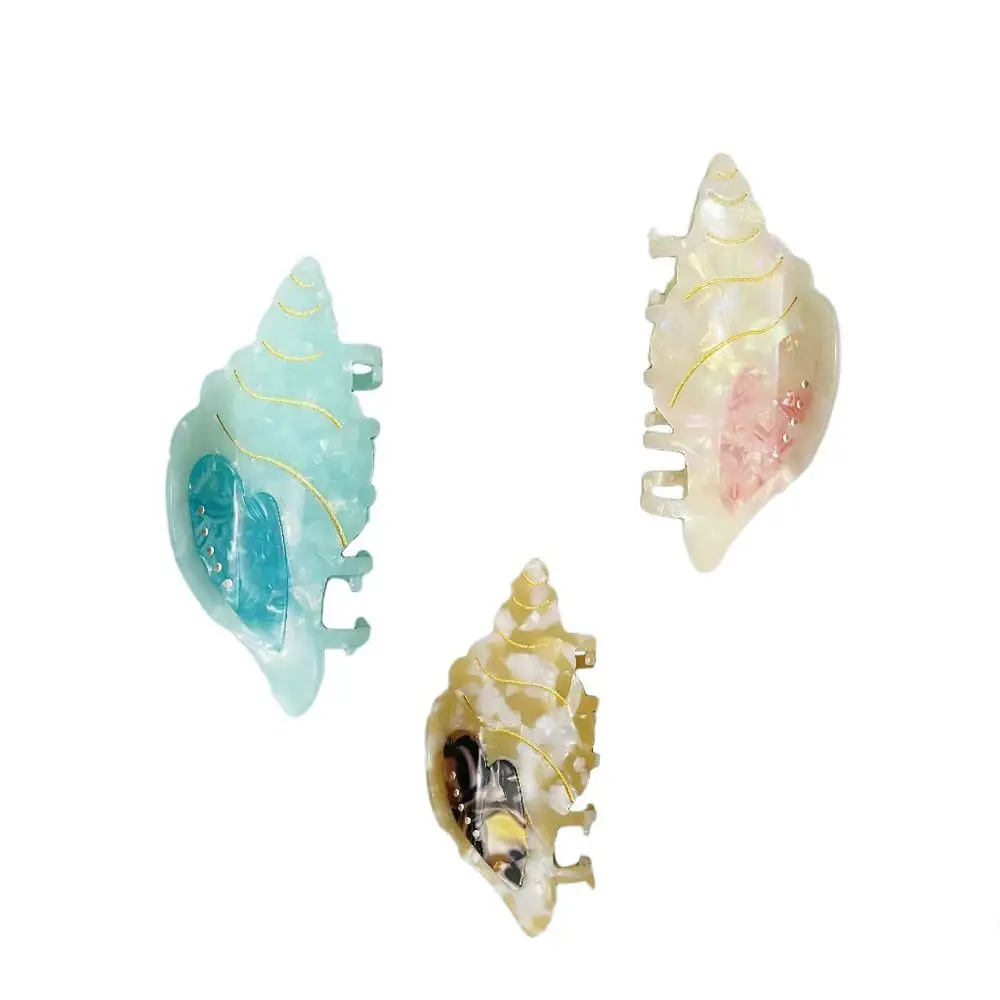 

Conch Acetate Hair Claw Ins Zircon Heart Shell Shark Clip Korean Style Geometric Large Crystal Hairpins Party