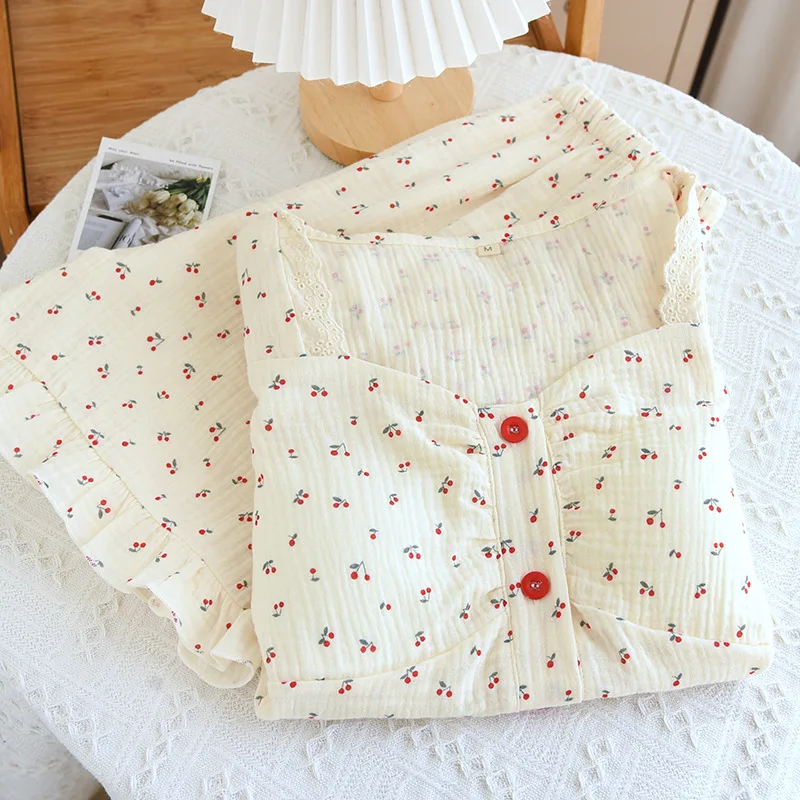 Вязаный комплект летние пижамы 2024 одежда для сна женская ночная рубашка новинка