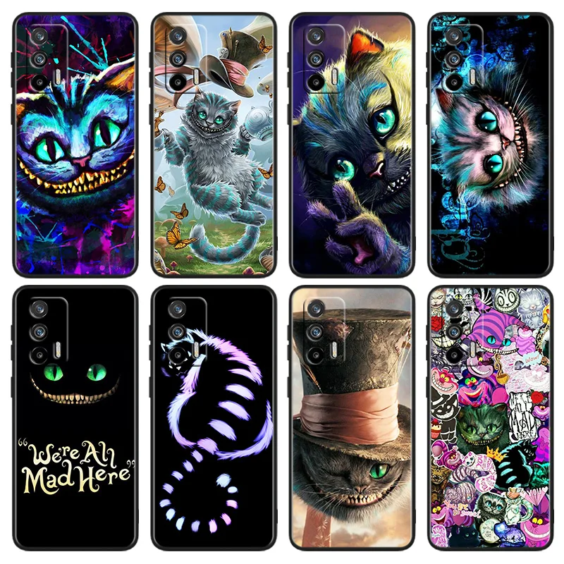 

Wonderland Cat For OPPO Realme X50 X3 X2 GT2 Neo 3T Pro C35 C31 C30S C25S C21Y C15 C11 C3 C2 Black Phone Case