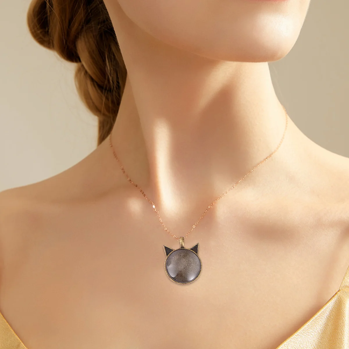 48 Pcs Round Cat Bottom Pendant Charm Alloy Necklace Sets Dome Pendants Necklaces