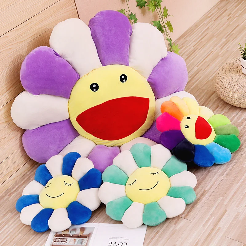 

45cm Kawaii Japanese Pop Rainbow Sunflower Plush Toy Pillow Soft Sofa Bed Floor Mat Cute Baby Girlfriend Birthday Holiday Gift