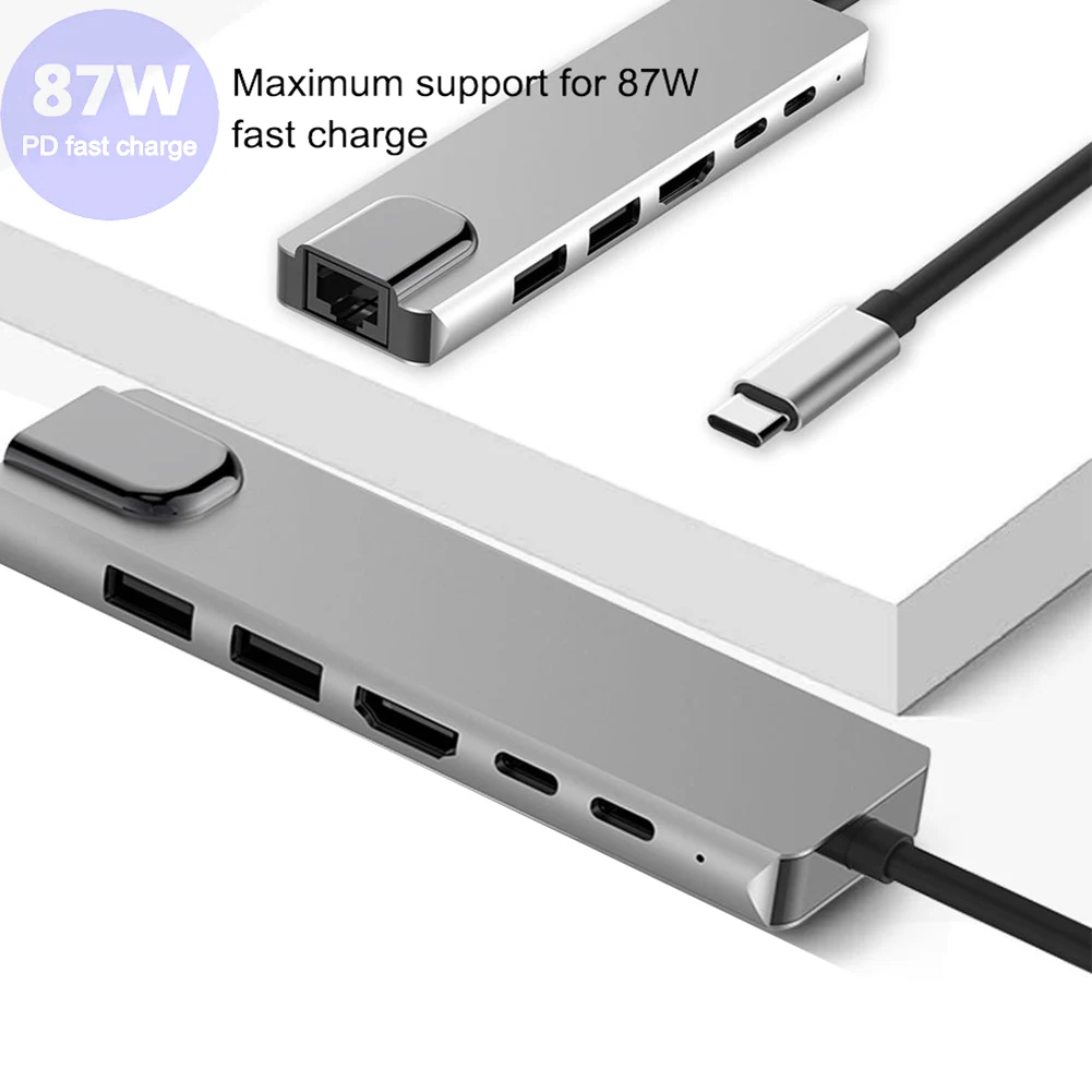 

USB C Hub 6 in 1 USB Type C Hub with 4K HDTV Output USB 3.0 2.0 RJ45 PD Charging Multiple High Speed Expander Adapter