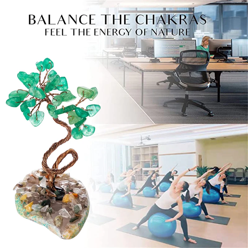 

1pc Natural Crystal Money Tree Copper Wire Wrapped Agate Slice Base Gem Reiki Chakra Feng Shui Mini Trees Home Decoration