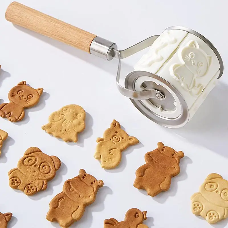 

Wheel Roller Cookie Cutter Moulds With 32pcs Patterns, Non-Stick Dough Rolling Pin Christmas Biscuits Mold Pastry Baking Tools