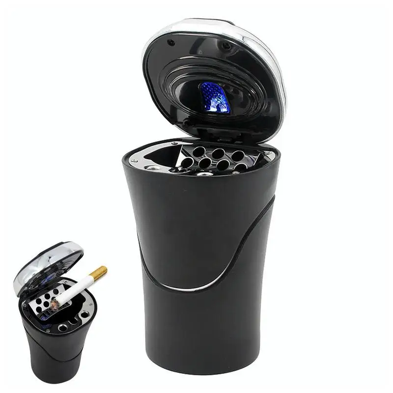 

Car Ashtray Strong Closed Portable Ashtray For Car Auto Car Ashtray Portable With Blue LED Light Ashtray Smokeless Smoking Stand