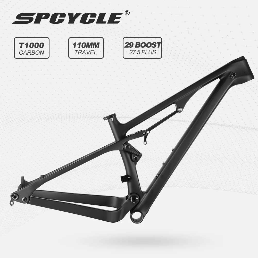 Spcycle 29er Full Suspension Carbon MTB Frame Travel 110mm XC Cross Country Mountain Bike Dual Suspension Carbon Frame