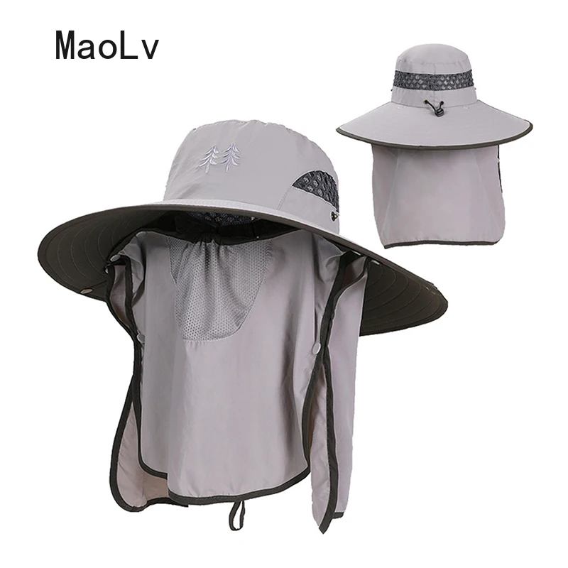 Wide Large Brim Shawl Bucket Hat Summer Outdoor Waterproof Fishing Hiking Cap 360°UV Anti Hat with Sun Cover Fisherman Hat Women
