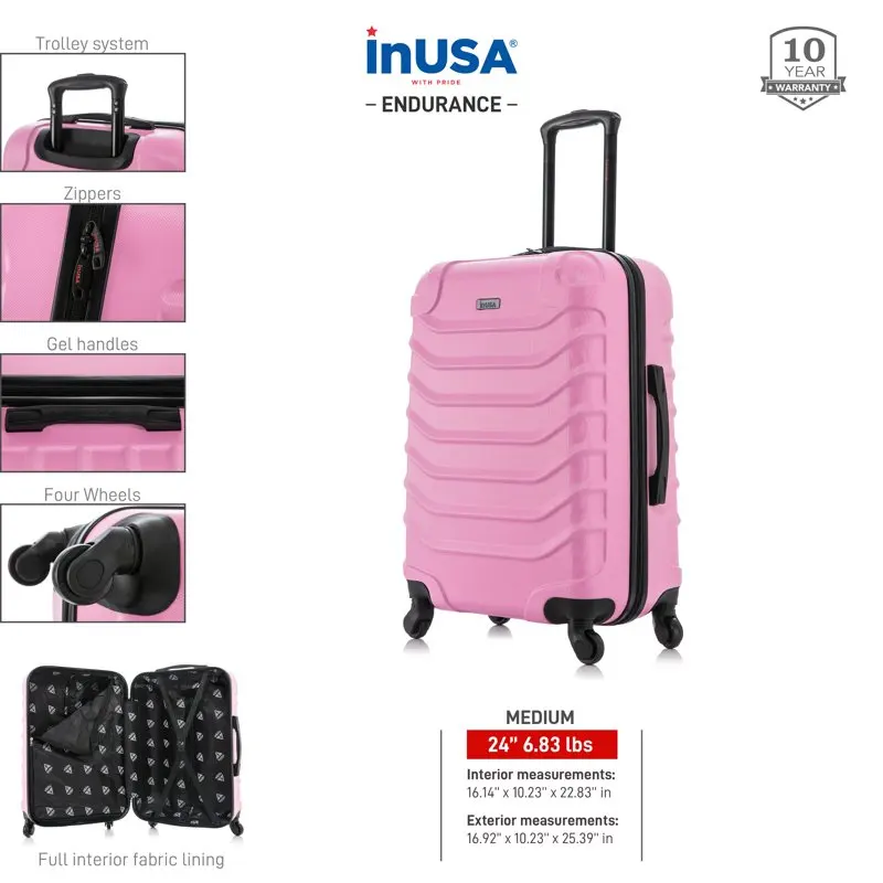 Endurance Lightweight Hardside Spinner 24 inch Pink
