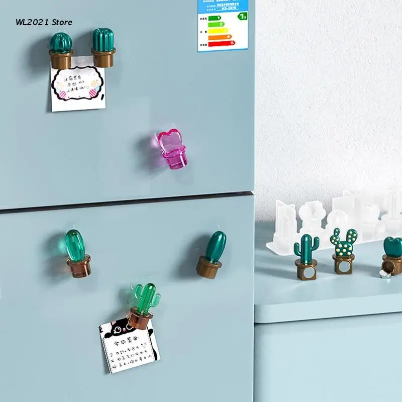 

DIY Crystal Epoxy Resin Mold Irregular Cactus Refrigerator Sticker Silicone Mold