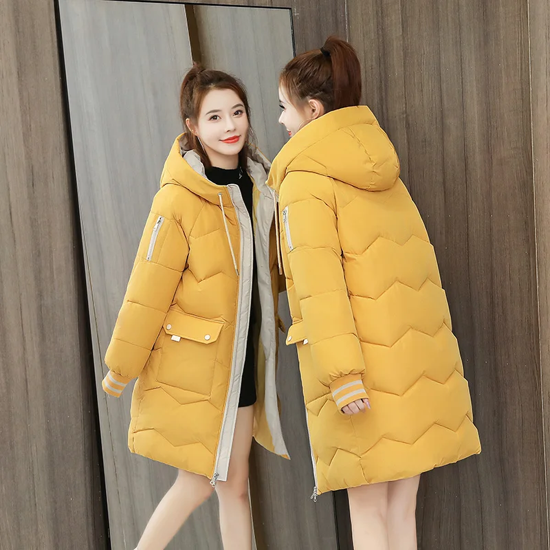 High Quality Winter Jacket Women Parker Thick Down Cotton Jacket Mid-Long Hooded Outerwear Women Warm Winter Coat