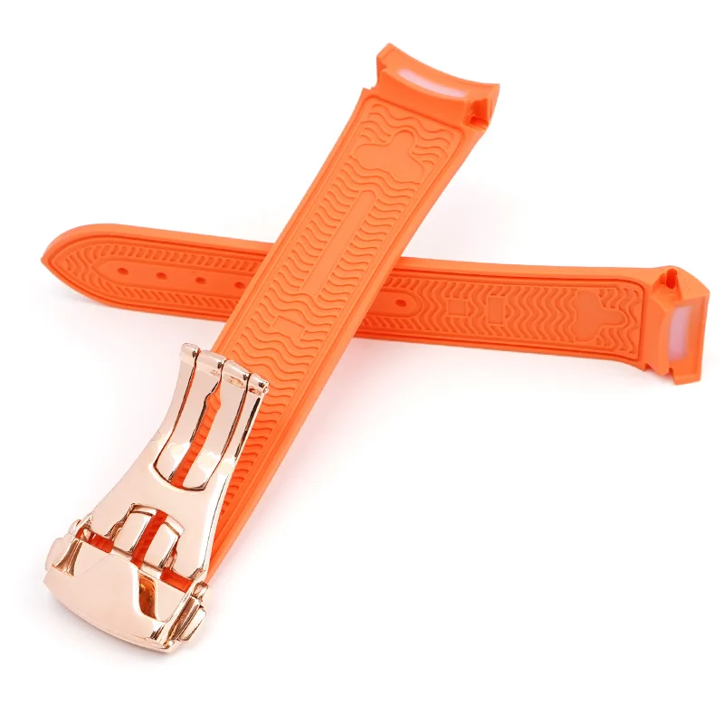 20/22mm Rubber Strap for Omega Seamaster 150/300/600 Curved End Stainless Steel Folding Buckle Men Quality Replace Watch Band