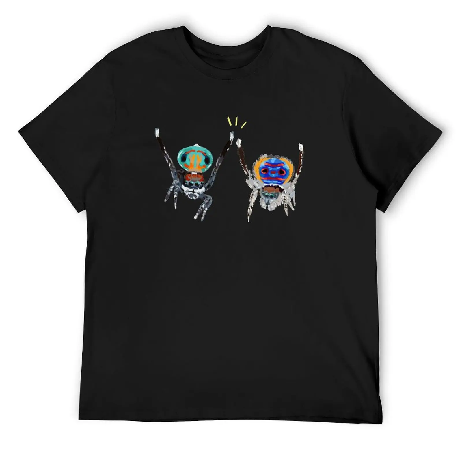 Красочная милая футболка с павлиньими прыжками и пауками незаменимая уличная