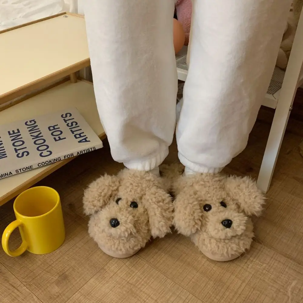 Сандалии мягкие плюшевые мужские игрушечные тапочки в виде пуделя Симпатичные