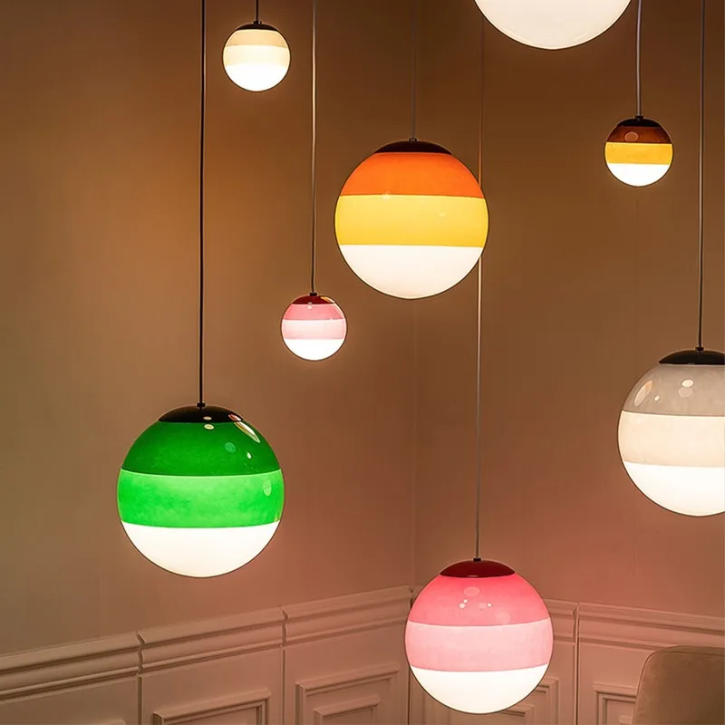 

Dipping pendant Light Nordic Gradient Colorful Light LED bubble ball light Dining Bedroom Creative Balloon bedside kids lamps