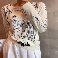 summer sunscreen worsted ultra thin micro permeable wool sweater womens fashion graffiti short sleeved long sleeved
