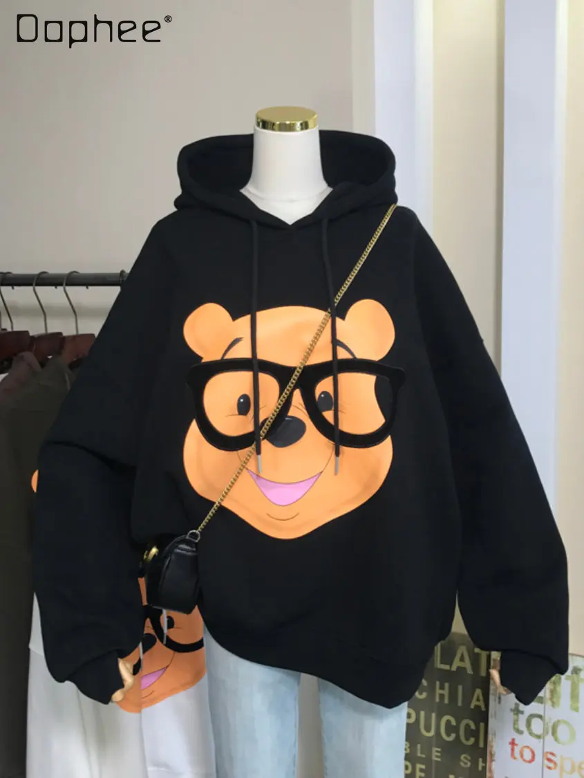

Korean Style Cute Cartoon Pattern Loose Hooded Sweatshirts for Women 2022 Spring and Autumn New Fashion Long Sleeve Hoodie Coat