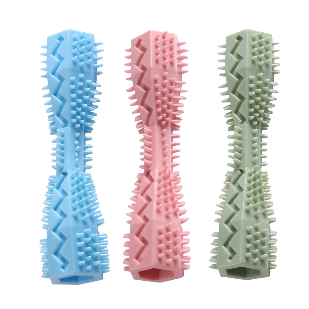 

Dog Chew Toys TPR Pet Toothbrush Teeth Cleaning Puppy Brushing Stick Brush Bite-resistant Molar Pet Supplies Squeak Dog Toy