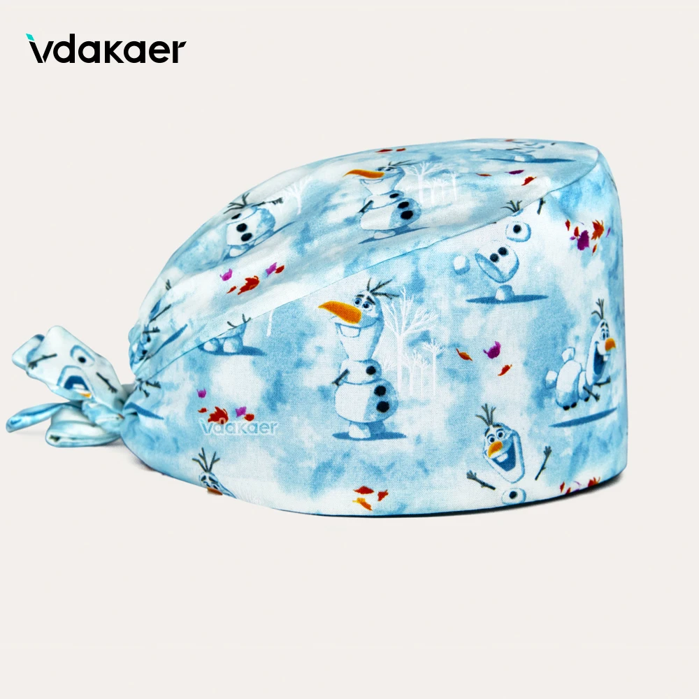 

Wholesale Printing 100% Cotton Back Ties Nurse Scrub Caps Doctor hat nursing head cap