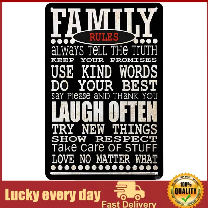

Оловянная вывеска Family Rules, винтажные металлические оловянные вывески для мужчин и женщин, настенный Декор для дома, баров, клубов, кафе, укра...