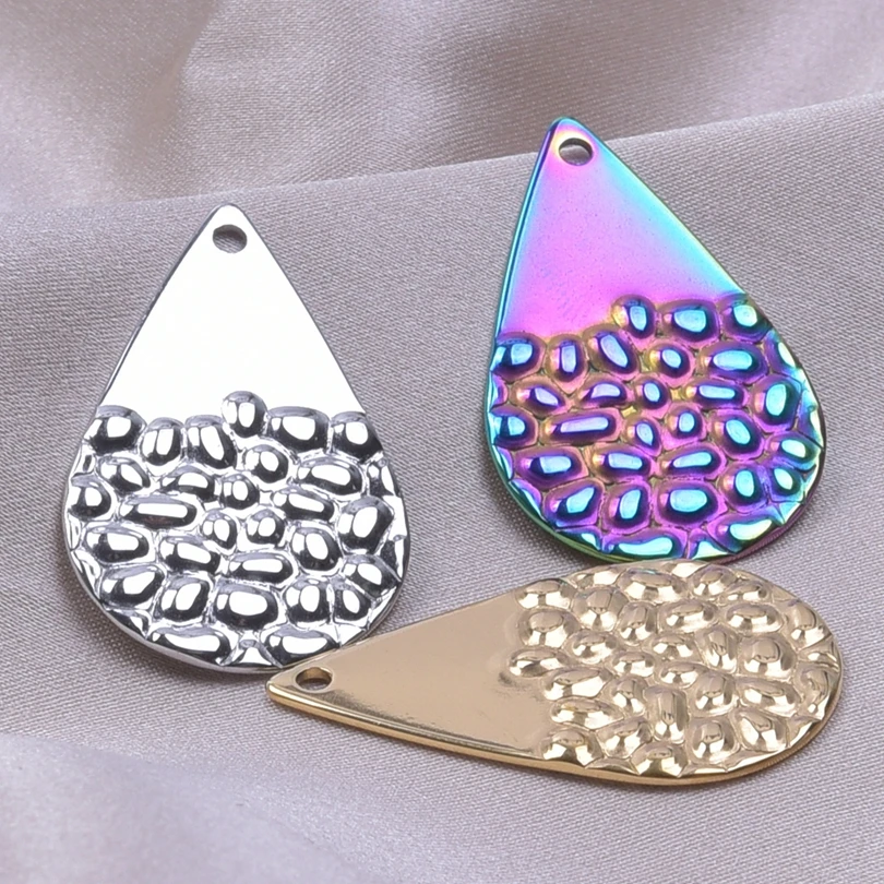 

6pcs/Lot Stainless Steel Charms Personality Water Droplet Shape Pendant For Necklace Bracelet Earrings Jewelry Metal Accessories