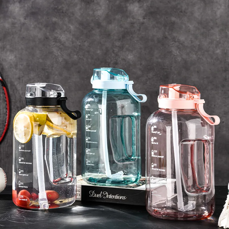 

Bottle 2.2L Gallon Water Bottle with Straw Motivational & Time Marker GYM Drinking Jug BPA Sports Outdoor Water Bottle