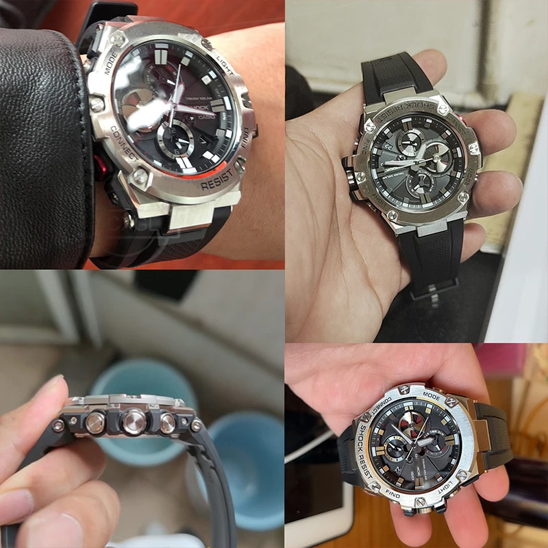 Resin Strap Watch Accessories for Casio GST-210 GST-S130 S110 S100 W130L W100 W110 Men's Waterproof Band Stainless Steel Loop